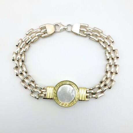 Pulsera de plata 925, double en oro 18 ktes y nácar. Pulsera de plata 925, double en oro 18 ktes y nácar.