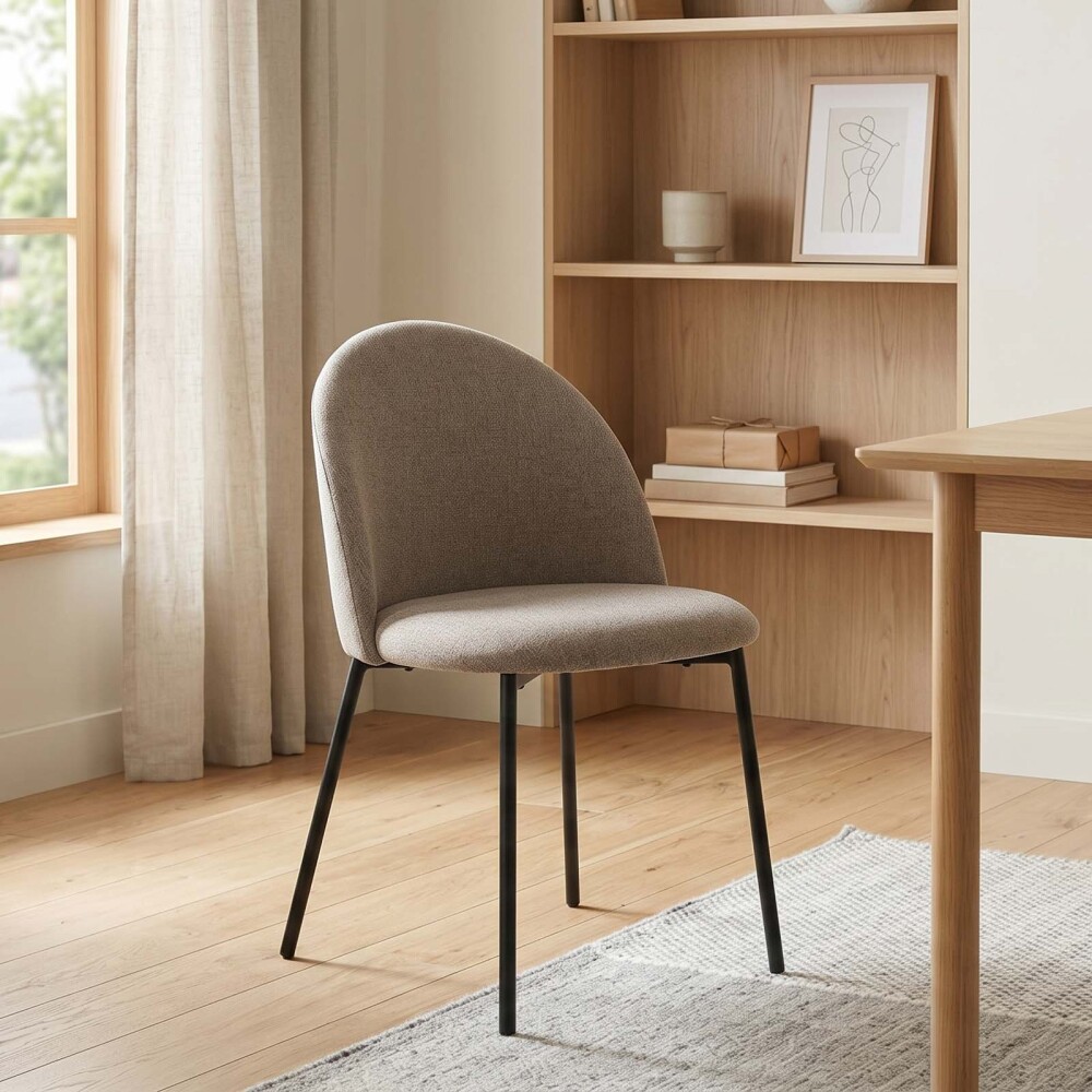 SILLA DE COMEDOR METAL-Y-TELA MARRON NOA