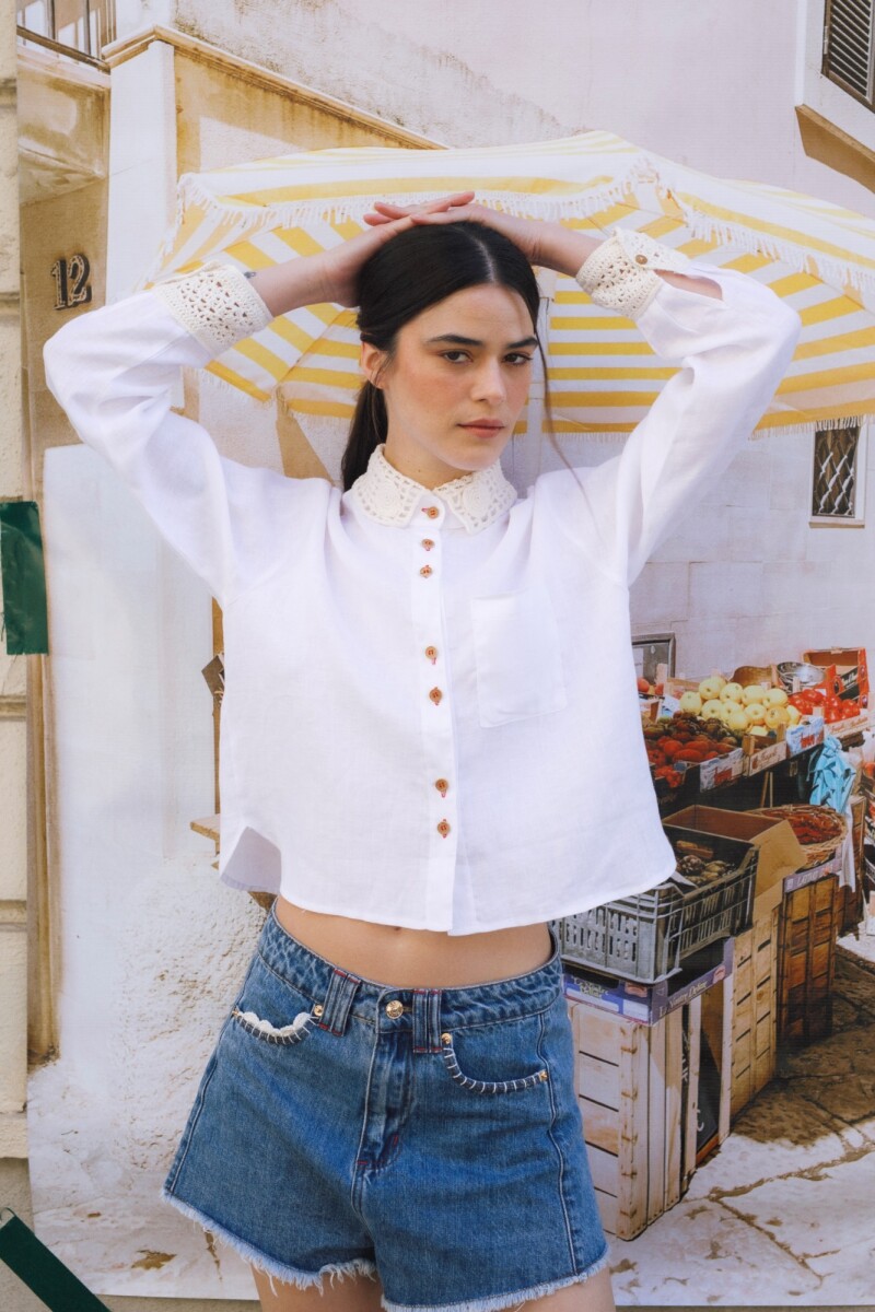 PRE VENTA CAMISA AZAR CROCHET Blanco