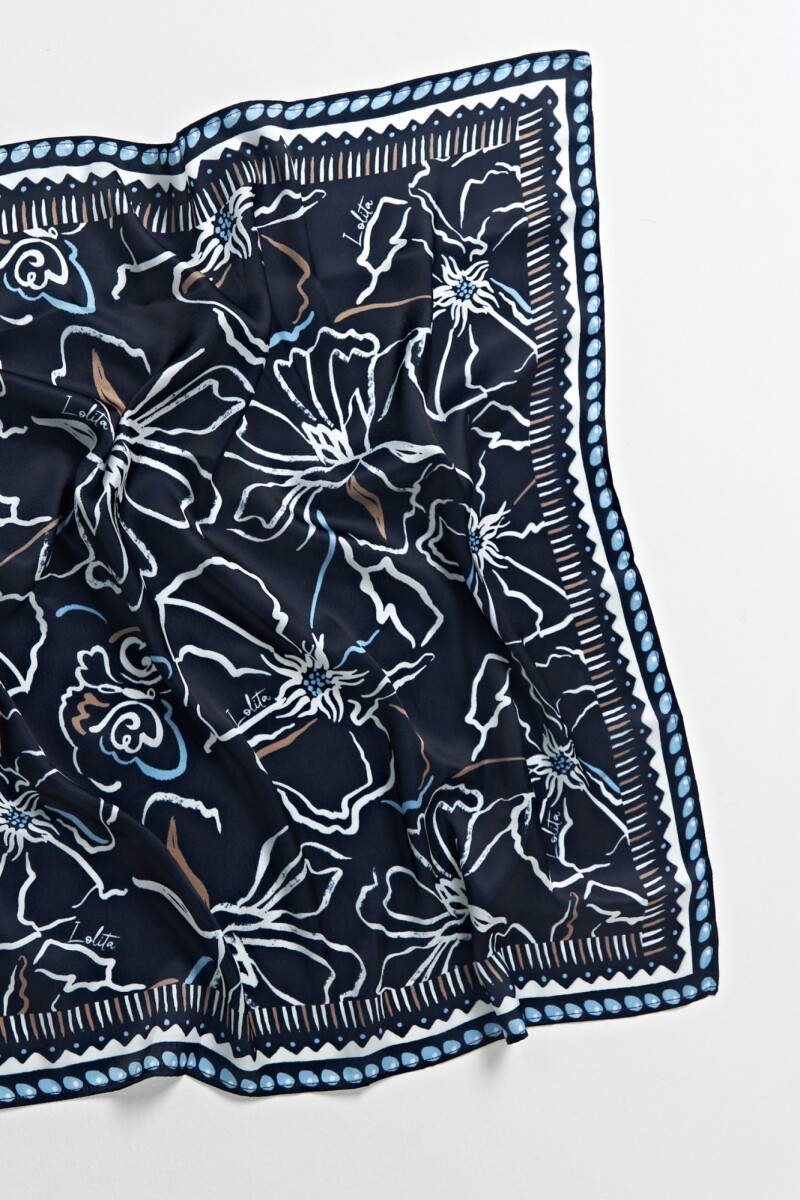 Pañuelo estampado floral abstracto azul marino