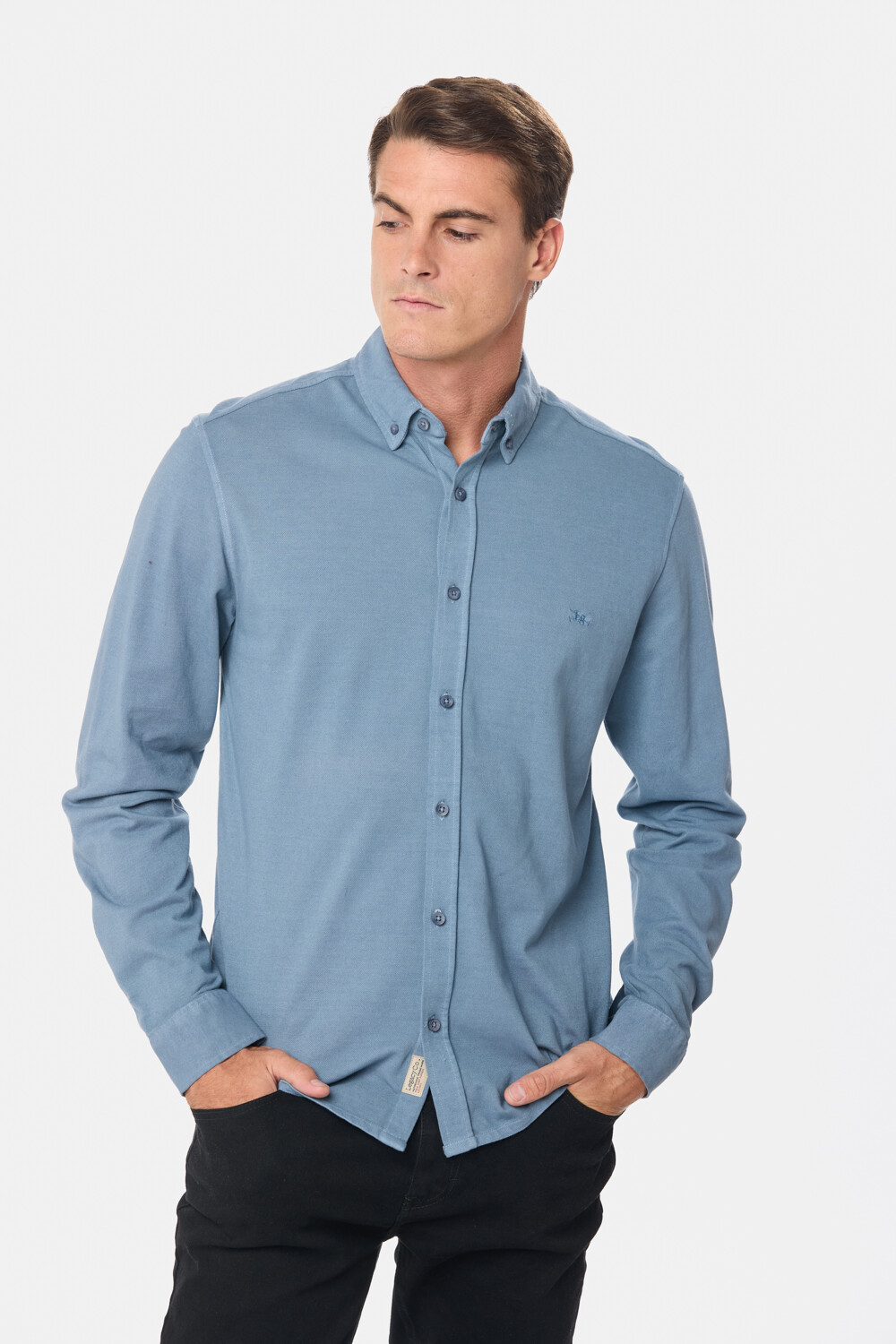 CAMISA PIQUE LISA MANGA LARGA Piedra