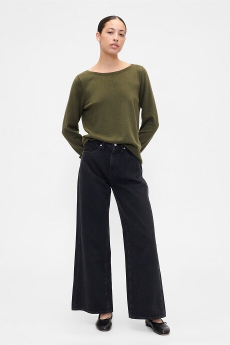 Buzo Bella Cuello Bote Mujer Army Jacket Green