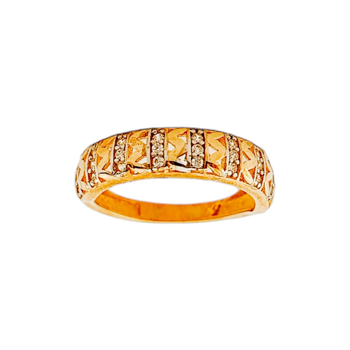 Anillo labrado-Oro bajo-Piedra zirconia-AN8026 - conpiedra 