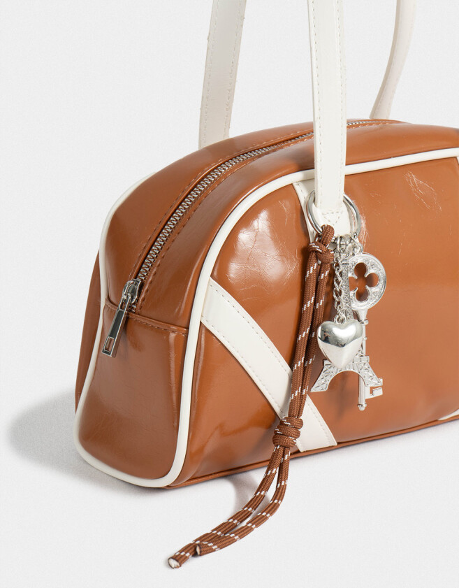 Bowling Tendencia Cartera Bowling Con Charms - Marron Chocolate