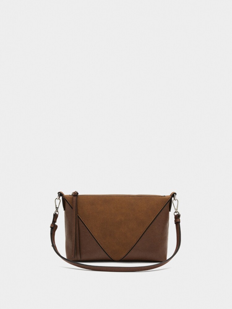 Bolso Bandolera Contraste De Texturas camel