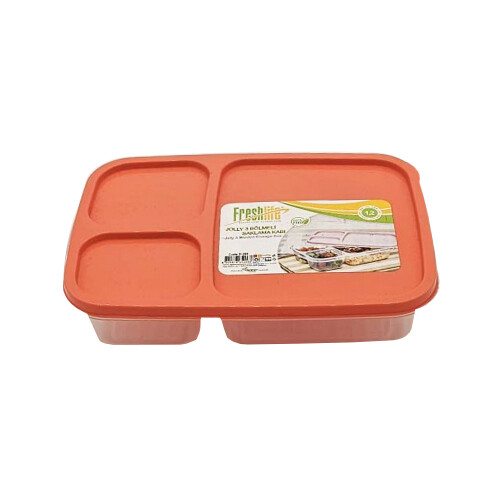 RECIPIENTE 3 DIVISIONES RECTANGULAR JOLLY FRESHLIFE 1 NARANJA