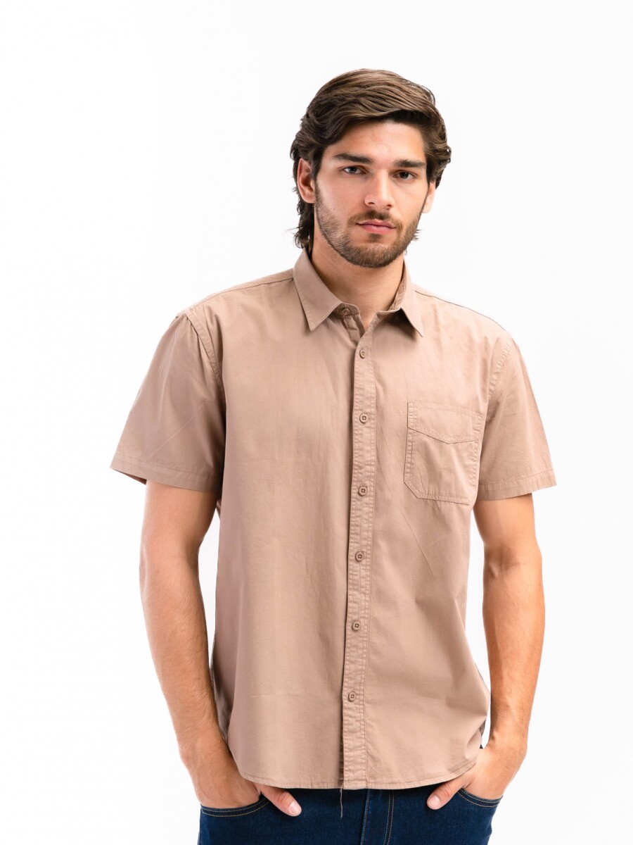 Camisa Algodón con Bolsillo Barcelona - Camel 