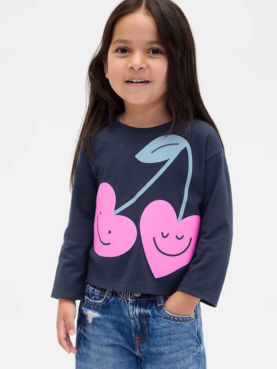 Remera Gráfico Toddler Niña - Navy Cherries 
