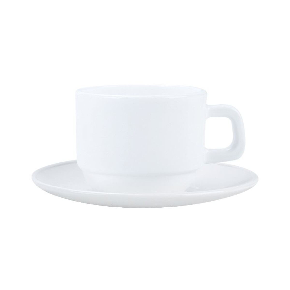 TAZA DE CAFE 190ML C/PLATO OPALINA BLANCO 