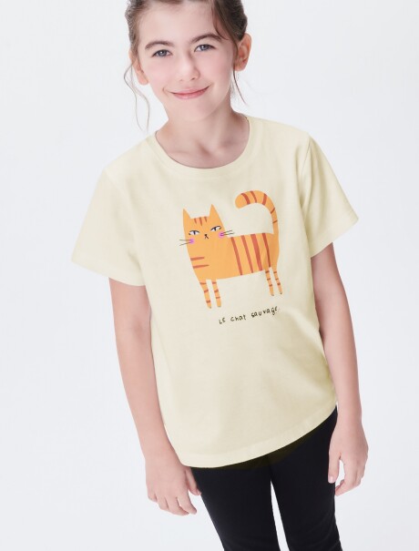 CAMISETA INFANTIL CON ESTAMPA BEIGE