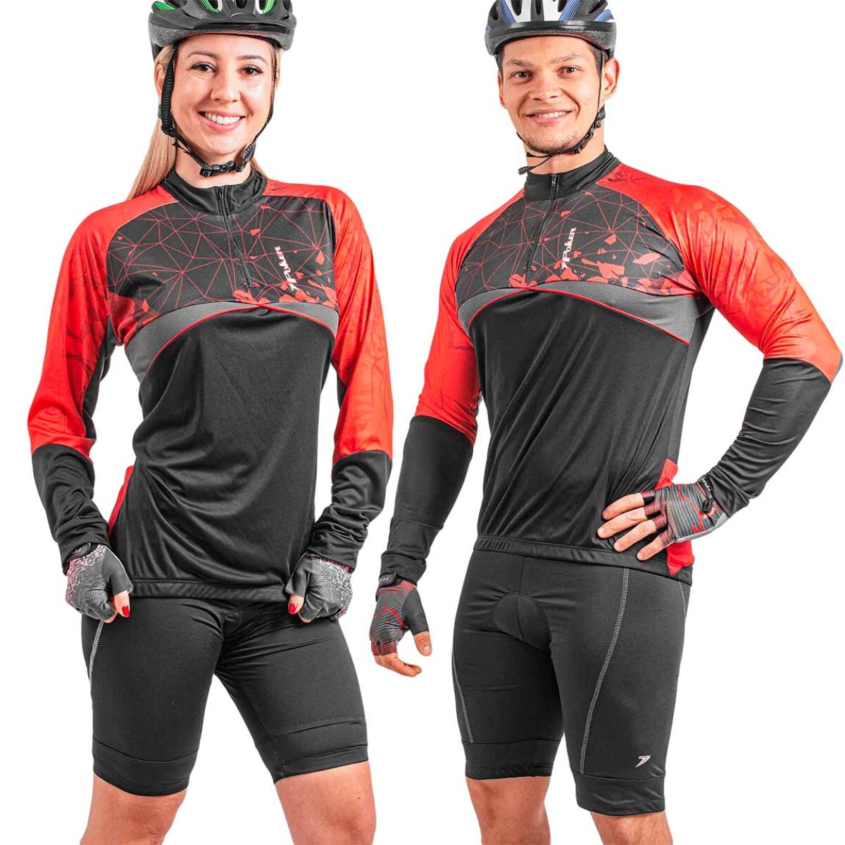 Remera Unisex Manga Larga Poker - Negro-rojo 