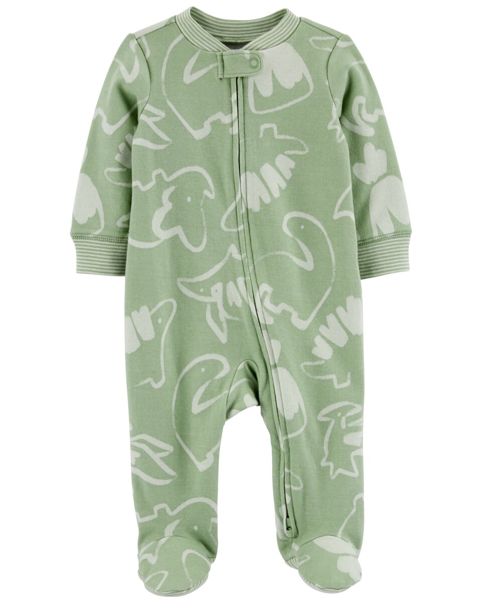 Pijama una pieza de algodón con pie, diseño dinosaurios 