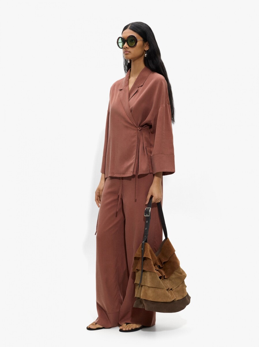 Blusa Estilo Blazer Con Cruce - teja 