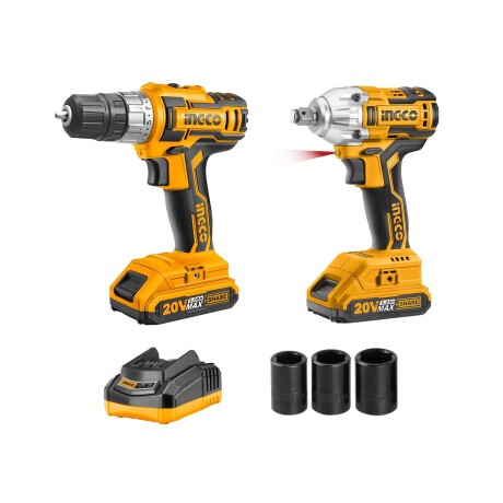 Kit llave de impacto y taladro atornillador a batería Ingco 20v P20S con acccesorios Kit llave de impacto y taladro atornillador a batería Ingco 20v P20S con acccesorios