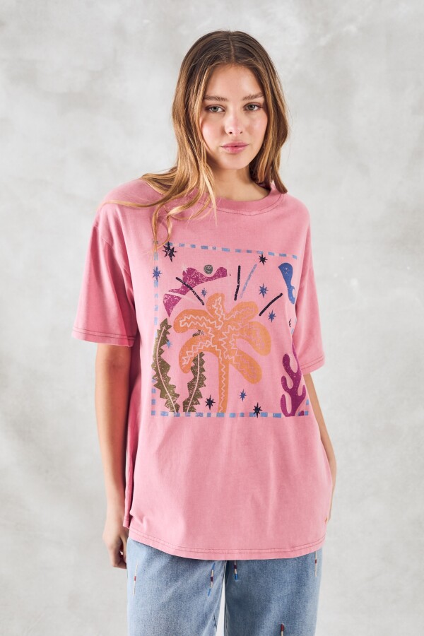 Remerón Algodón Lavado Rosa Lavado