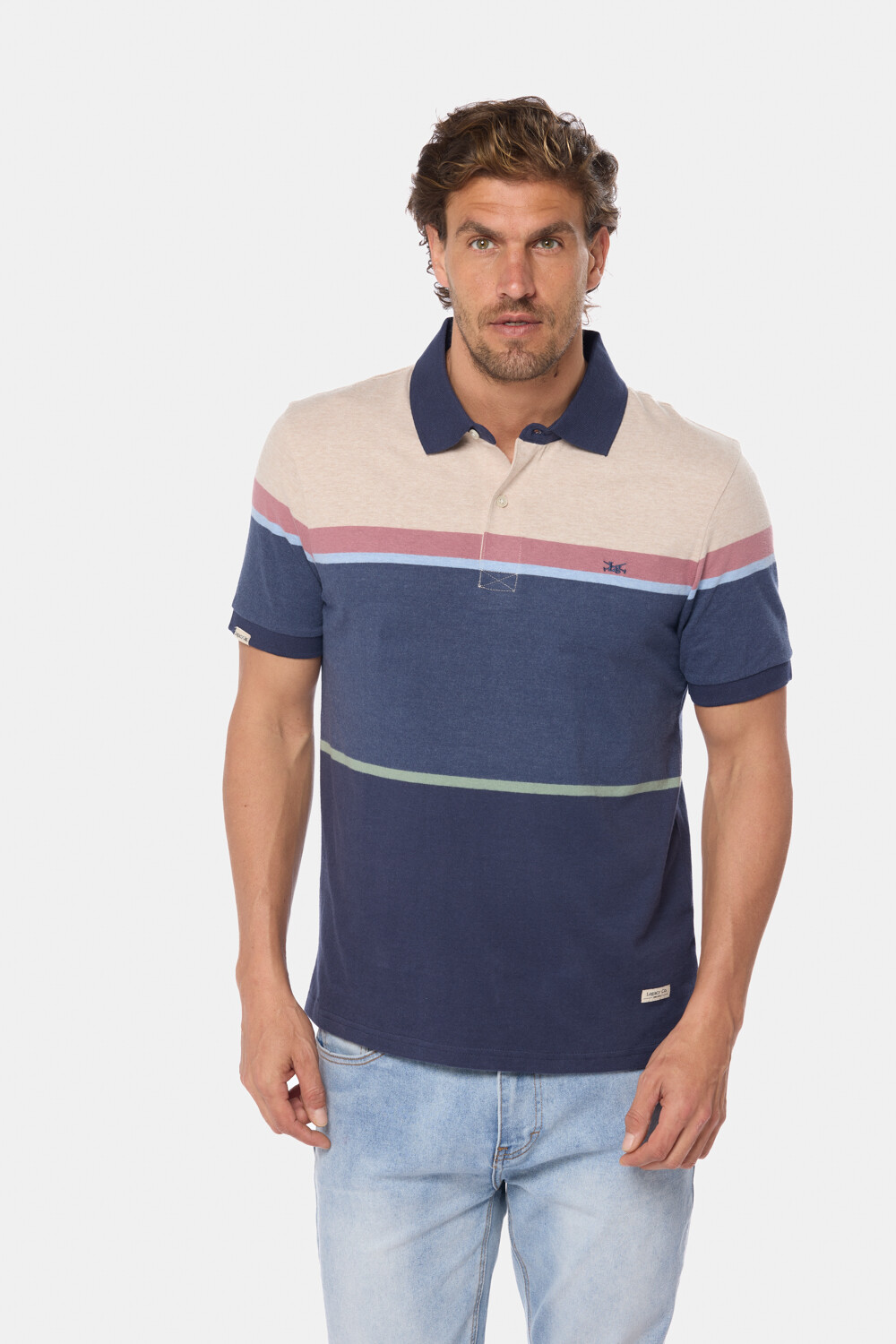 REMERA POLO RAYADA Beige