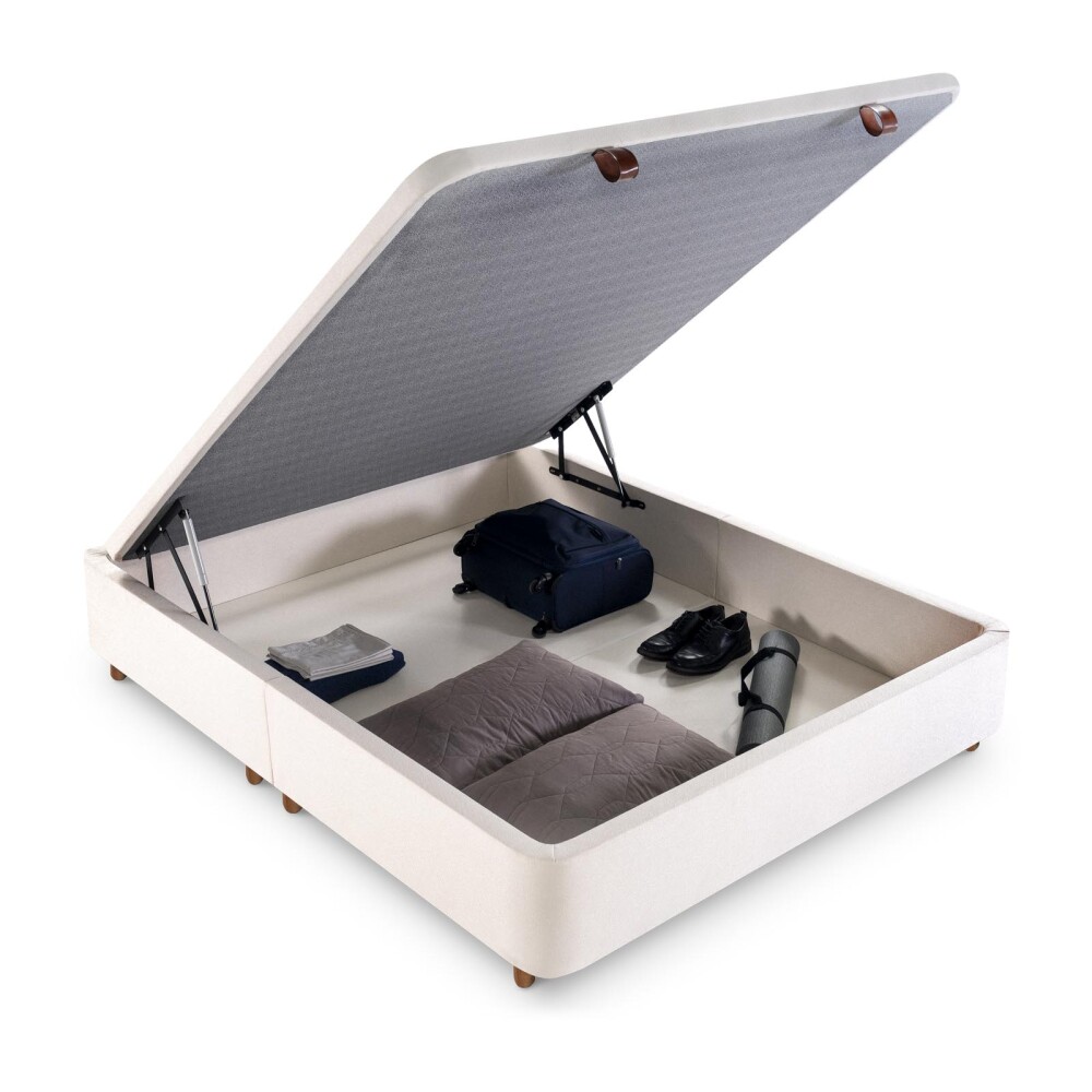 BOX BAÚL QUEEN MADERA NATURAL-BEIGE PREMIUM