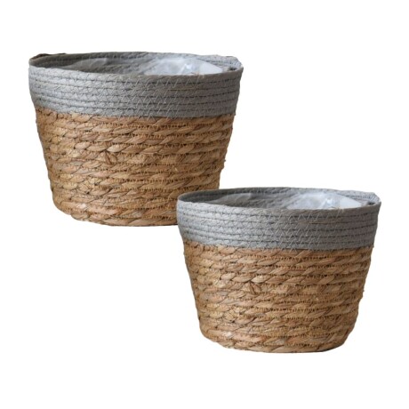 Set de 2 macetas Seagrass Gris