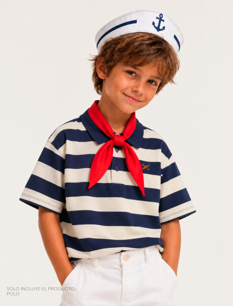 POLO DE NIÑO CON LOGO BORDADO AZUL