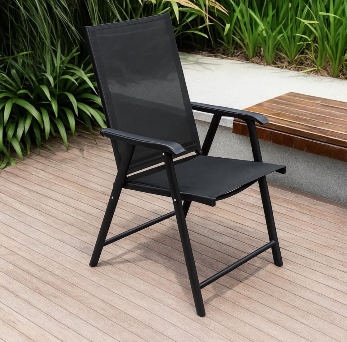 Silla Plegable Comfort Interior/Exterior Negra 