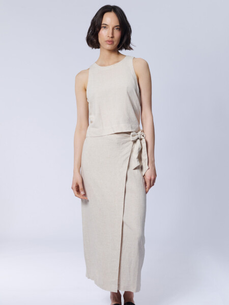 Top Con Lino Simple Beige