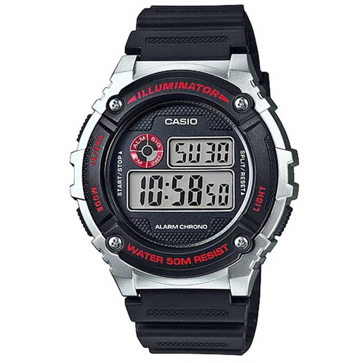 Reloj Digital Multifunción Casio W-216H-1CVDF Resistente Al Agua 