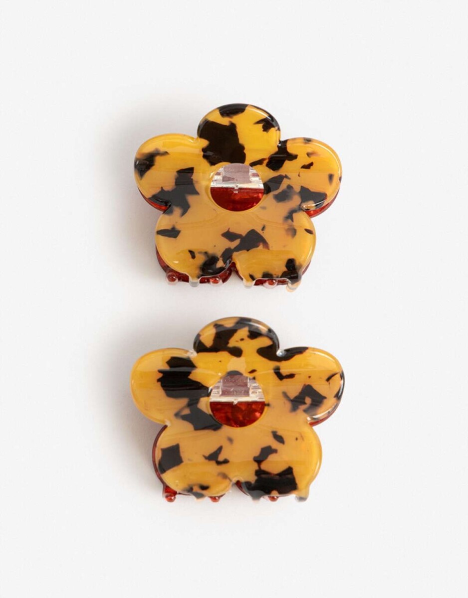 Set De Mini Broches Acrílico Flores - Combinacion Bicolor 