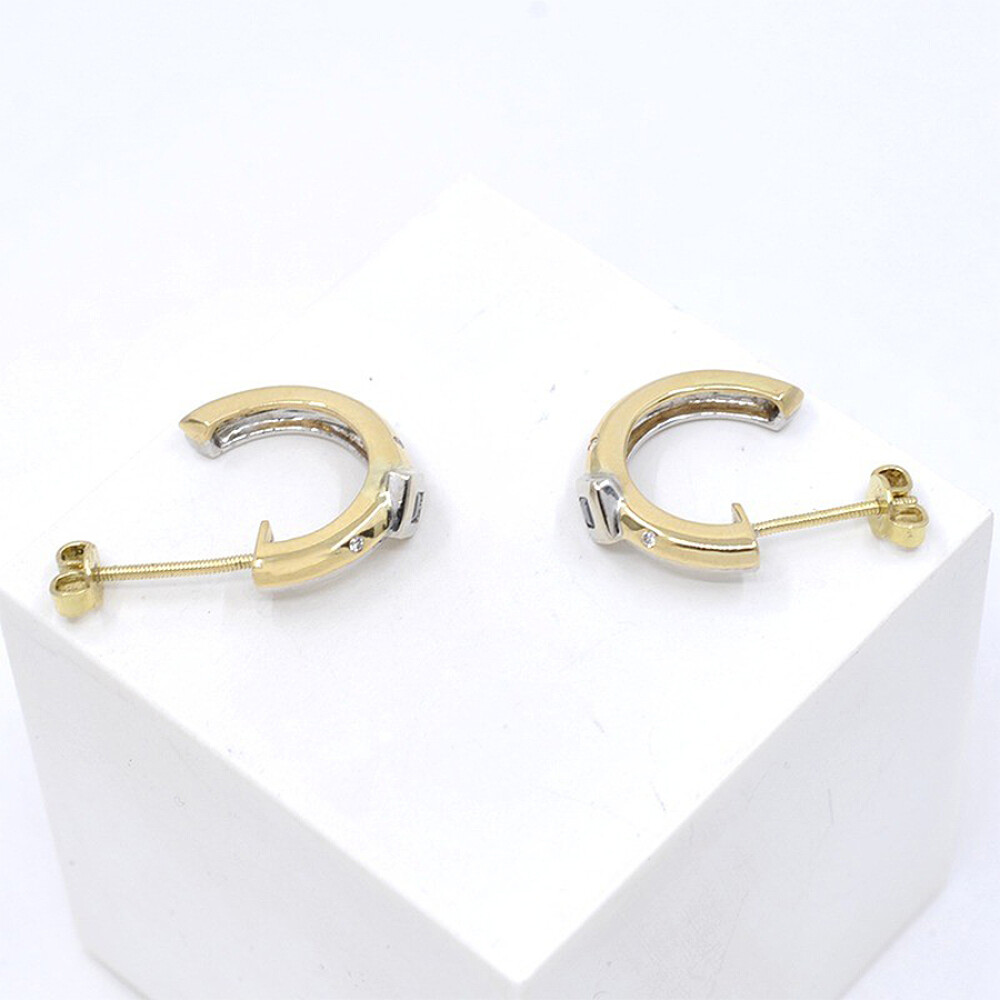 Caravanas En 2 Colores Oro 18K , Brillantes Y Zafiro Caravanas En 2 Colores Oro 18K , Brillantes Y Zafiro
