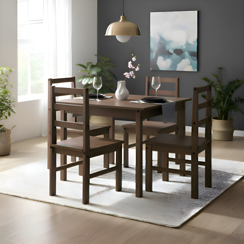 JUEGO DE COMEDOR LINDA 4 SILLAS LUSTRE CERA 100% PINO Juego De Comedor Linda 4 Sillas Lustre Cera 100% Pino