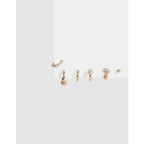 Set De Aros Con Strass Dorado