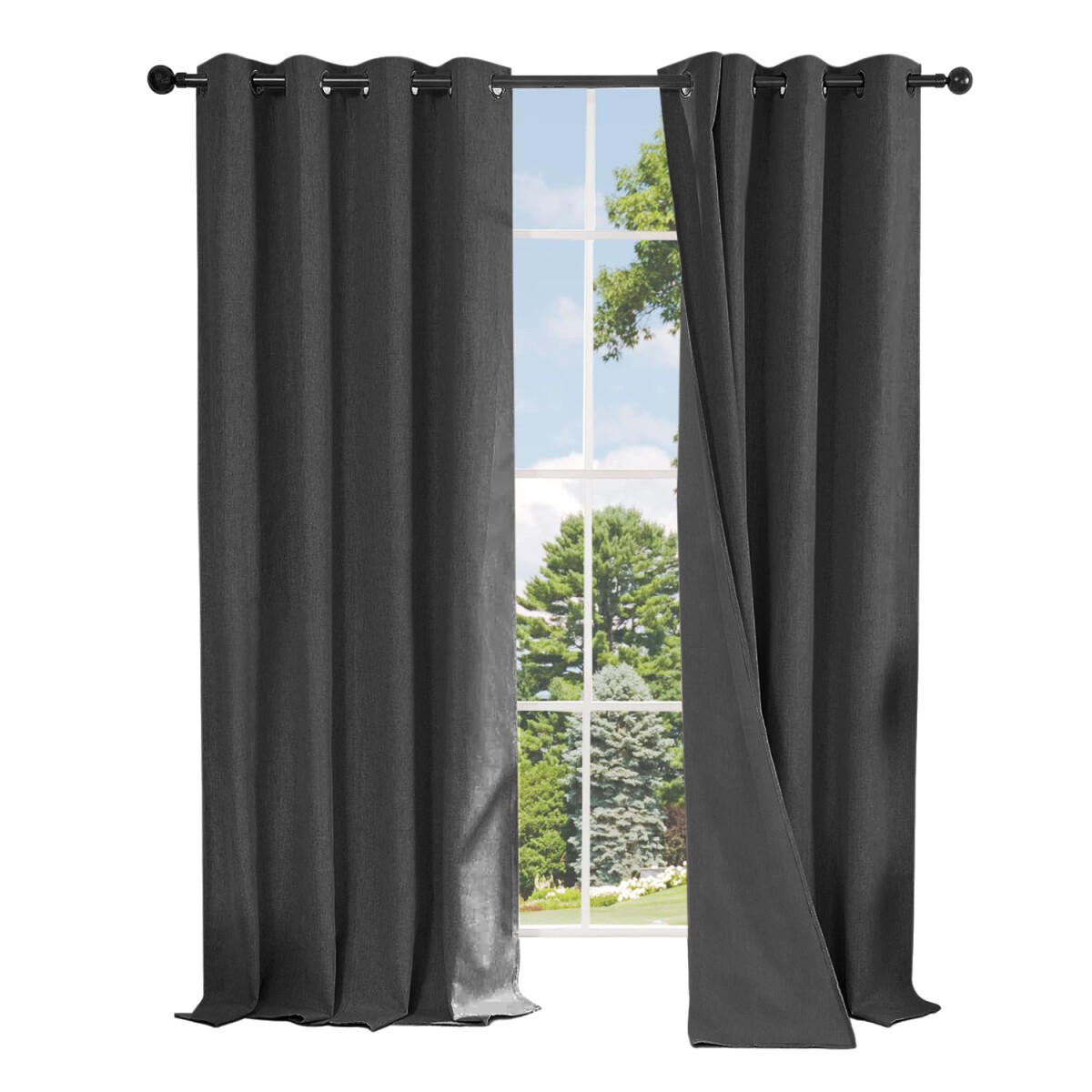 Cortina 100% Blackout 2Paños 140x220 Textura Lino Doble Faz - Variante Color Gris Oscuro 
