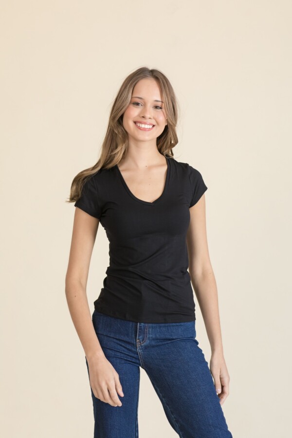Remera basica de viscolycra con cuello Naranja