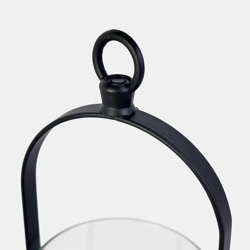 PORTA VELA METAL NEGRO/VIDRIO 10X9X24CM Unica