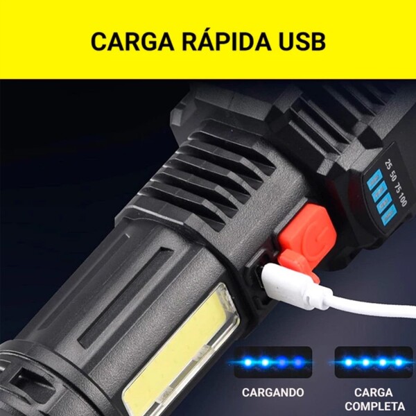 Linterna Luz Recargable USB Camping Táctica 5 Leds Portatil Variante Color Negro