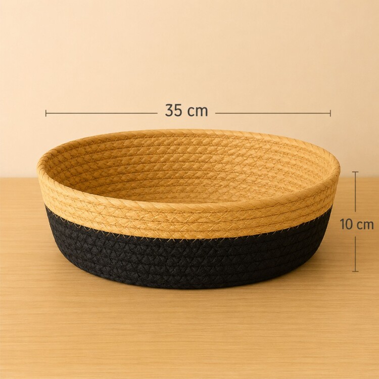 CESTO ORGANIZADOR DE FIBRA NATURAL NEGRO Ø35X10 cm CESTO ORGANIZADOR DE FIBRA NATURAL NEGRO Ø35X10 cm