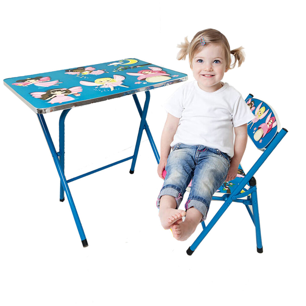 Escritorio Infantil Con Silla Plegable Azul