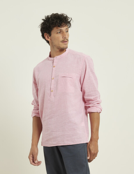 Camisa Harrington Label Lino Rosado