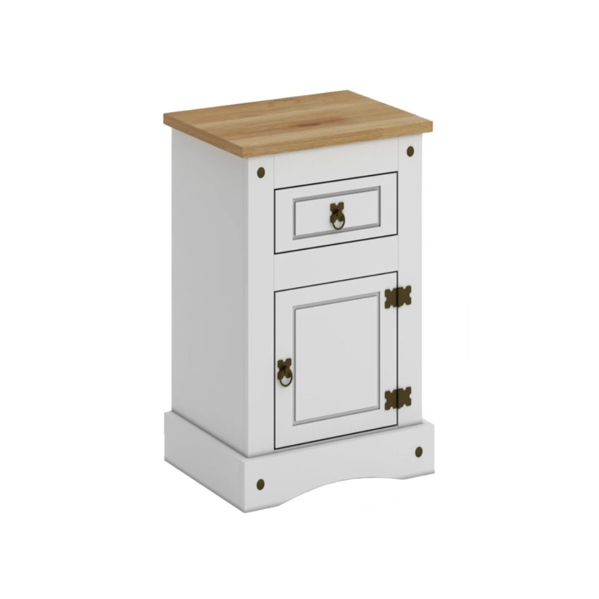 Mesa de luz 1 Puerta 1 Cajón - Linea Mexicana Blanco 