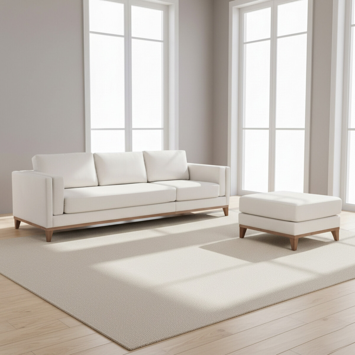 SILLÓN CON CHAISE - 3 CUERPOS TELA-PREMIUM BLANCO EASY CLEAN LUXOR PREMIUM HUESO 
