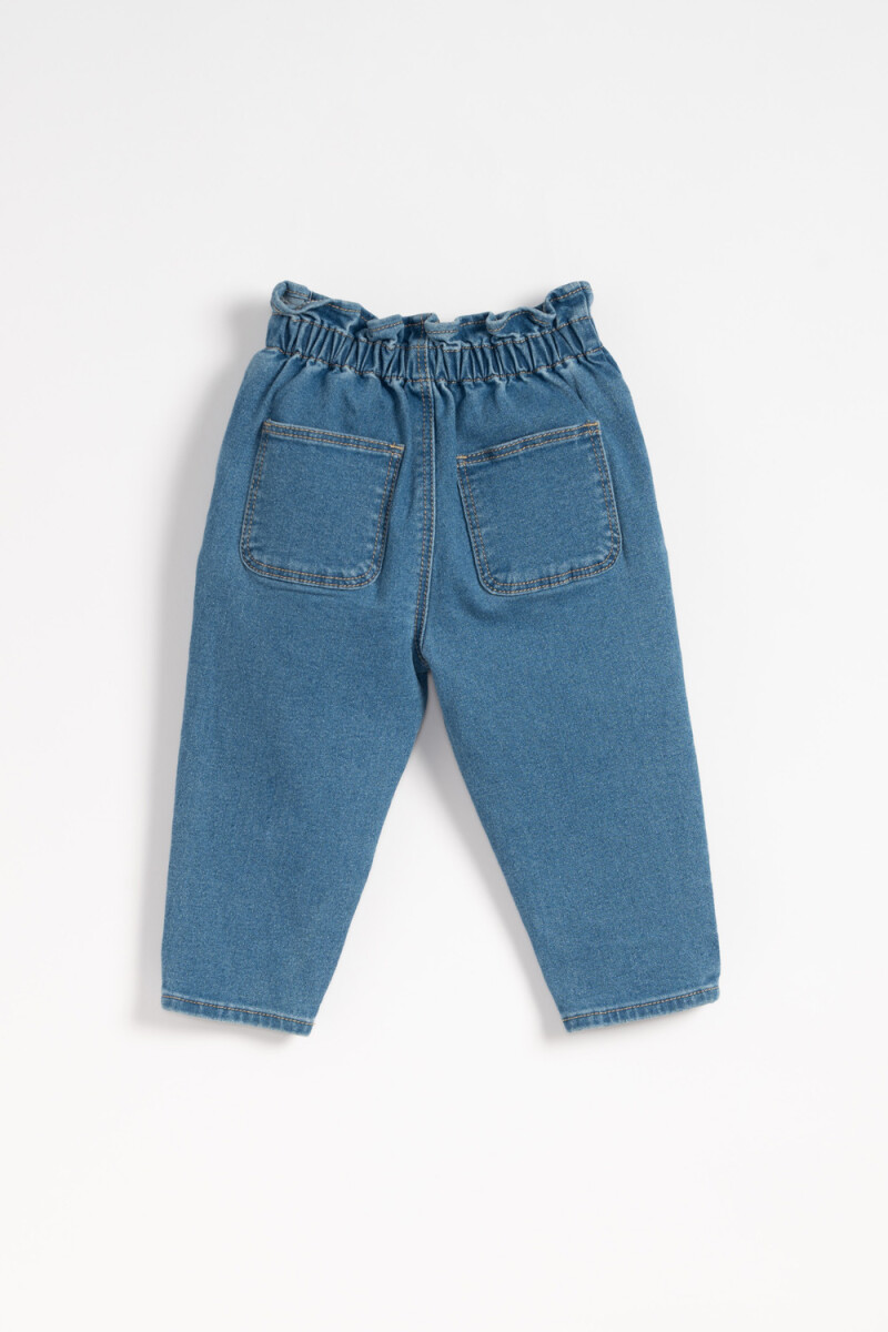 Pantalón jean paper bag Celeste