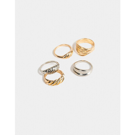 Set De Anillos Mixplating Combinacion Bicolor