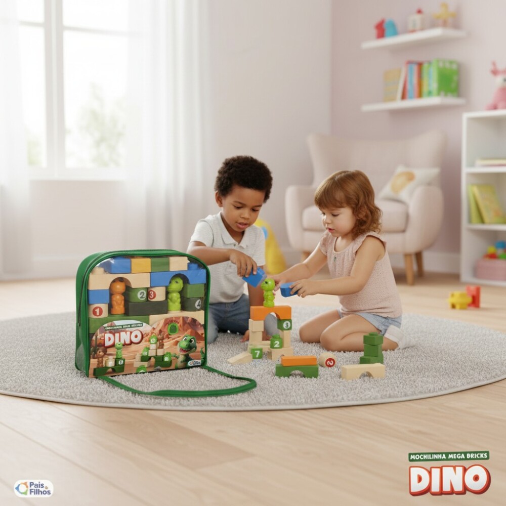 Mochila bloques mega blocks P&F dinosaurios
