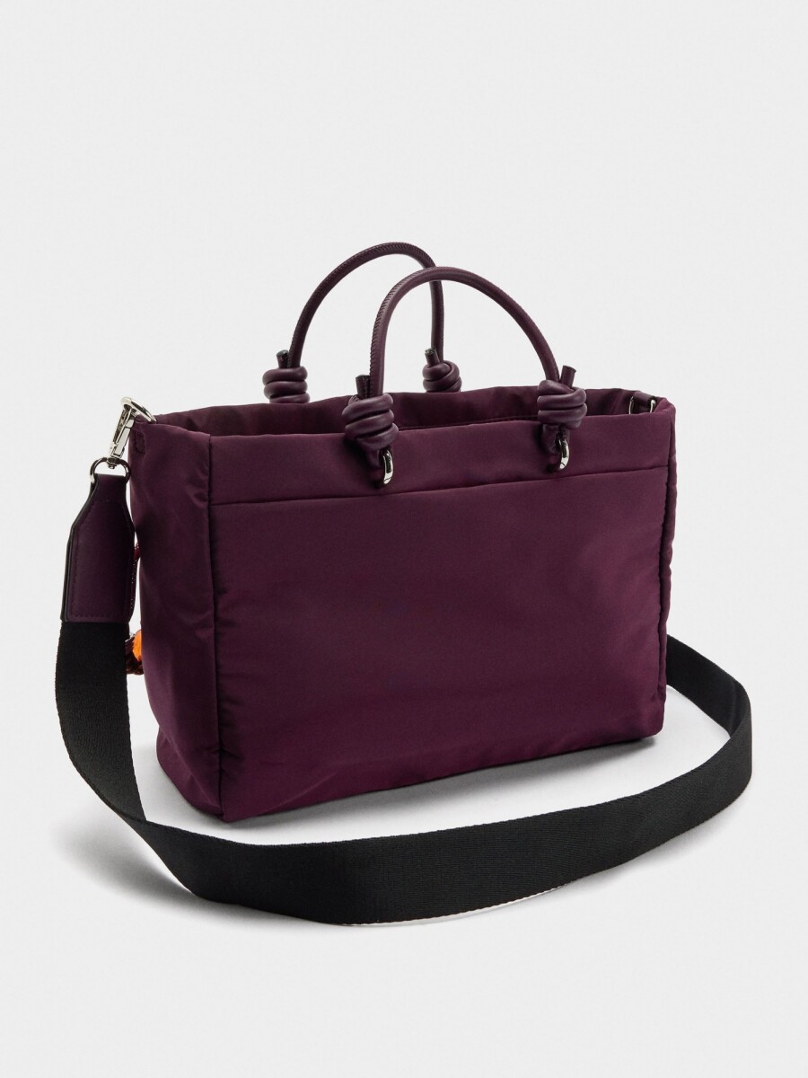 Bolso Tote De Nylon Con Colgante M burdeos