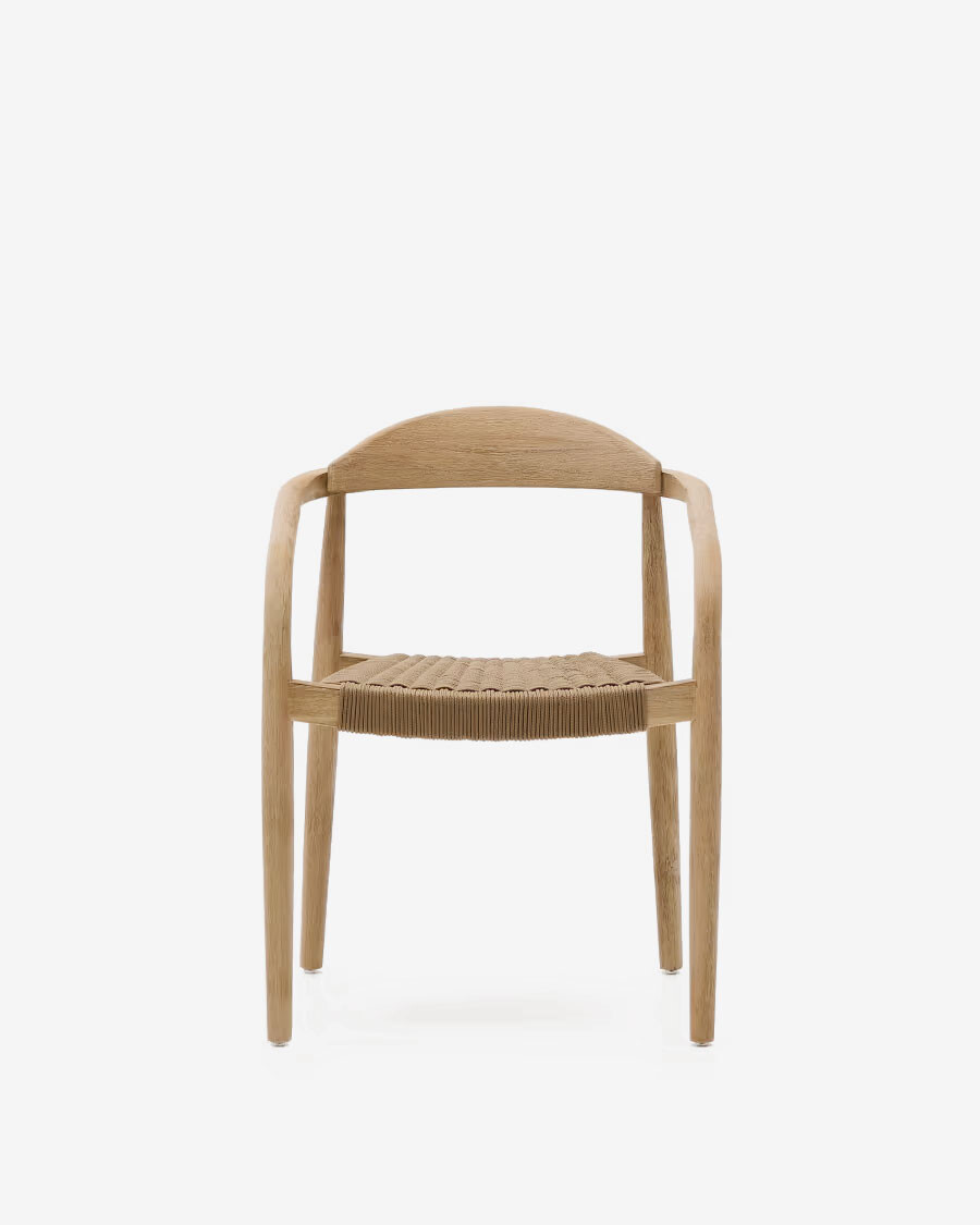 Silla Nina madera maciza de acacia y cuerda beige