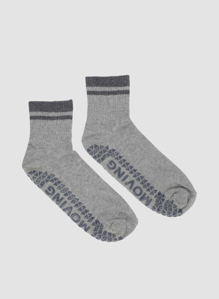 Media pilates con <br /> antideslizante 1/2 caña <br /> acanalada Gris