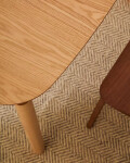 Mesa Indara cuadrada de chapa de fresno y madera maciza de caucho con acabado tono natural 100 x 100 cm