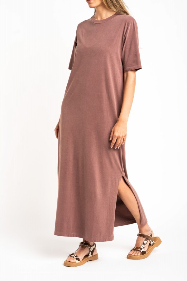 Vestido Algodon Lavado Marron