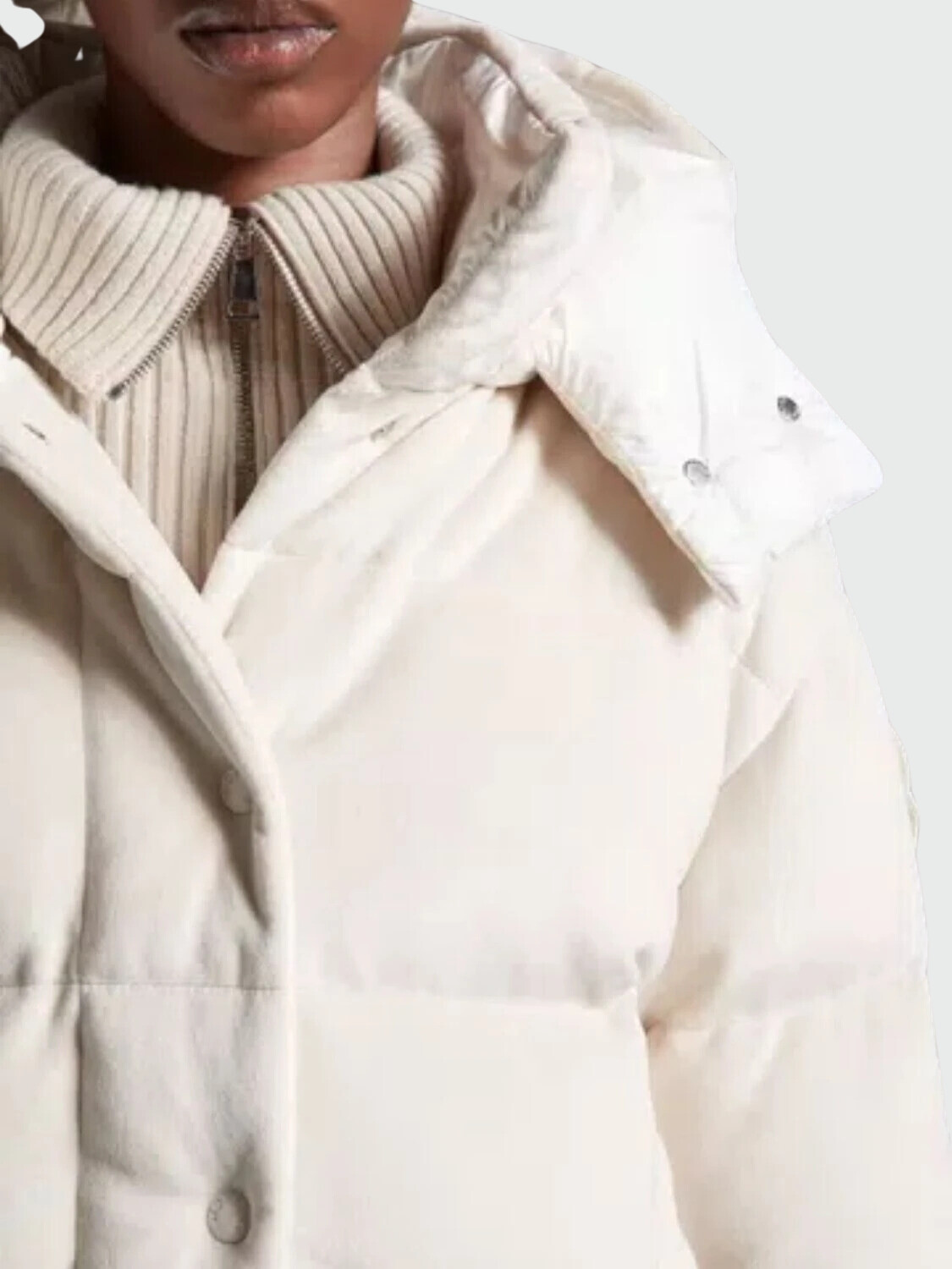 Moncler -Campera con capucha desmontable, Daos Marfil