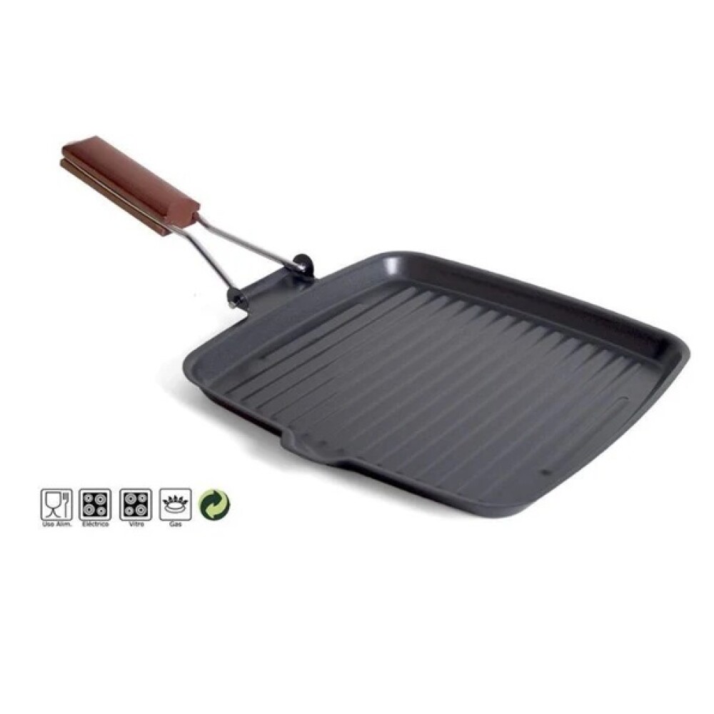 Asadera Grill Antiadherente Cuadrada 25x25 cm con Mango GE ASADORA ANTIADHERENTE 25X25
