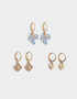 Aros Argollas Set Azul Set De Argollas Con Dijes - Dorado